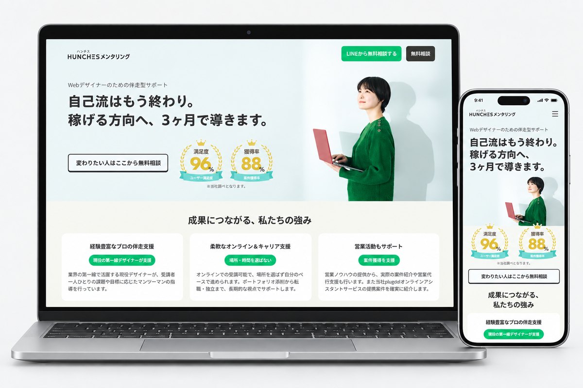 HUNCHES Mentoringのサイト画面